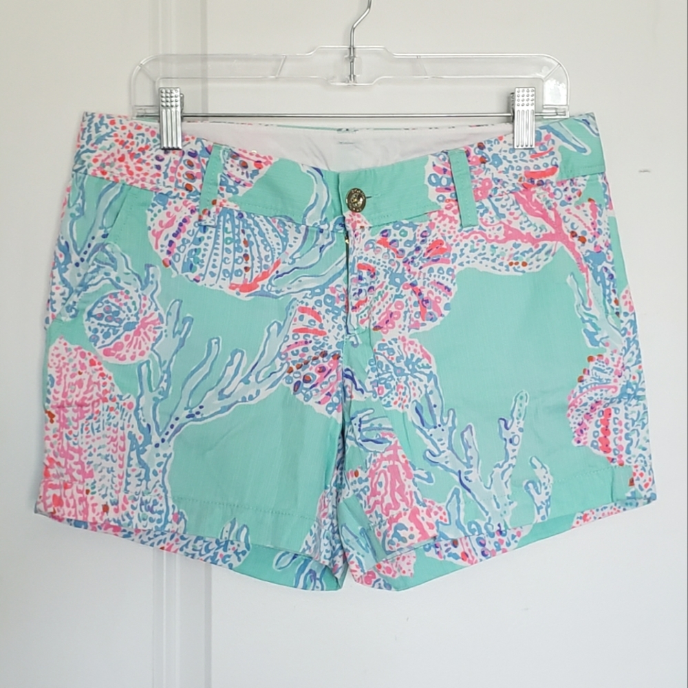 Lilly Pulitzer Callahan Shorts Minty Fresh Coral 5 Inch 6
